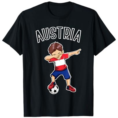 Dabbing Fußball Junge mit Österreich Trikot Austria Kinder T-Shirt