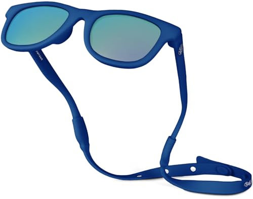 Gafas de sol polarizadas para bebé con correa, irrompibles, flexibles, para niños pequeños recién nacidos de 0 a 24 meses, Azul marino, Baby