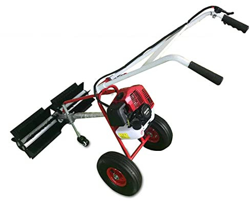 Futchoy Petrol Power Sweeper 1.7HP 43cc 2-Stroke Gasoline Engine Artificial Grass Broom Snow Cleaner Concrete Driveway Walk Behind Cleaner Brush