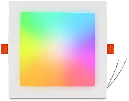 zemismart Tuya WiFi Panel de luces LED cuadradas CCT+RGB empotrable inteligente regulable lámpara de techo Echo Siri temporizador de control de voz,retrofit empotrable (15W 6pulgadas 15cm,1unidad)