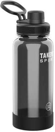 Takeya Premium Quality Tritan Plastic Sport Water Bottle with Spout Lid, BPA Free, 32 Ounce, Grand Slam Black