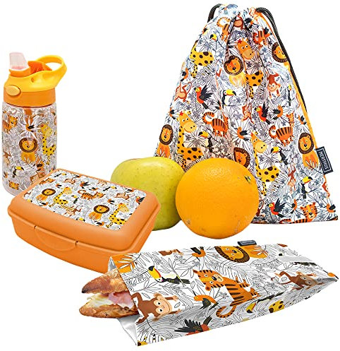 NERTHUS FIH 988 SET Botella Tritan + Lunchbox + Bolsa Bocadillo + Mochila Leones