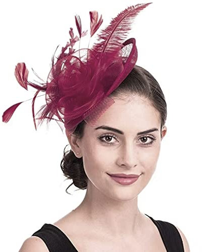 Fascinator Cerimonia Donna Cappello Clip Capelli Fiore Mesh Wedding Race Headband Cocktail Cappello Elegante Royal Ascot Floreale Derby Donne Wedding Tea Party Chiesa Fermaglio per Capelli