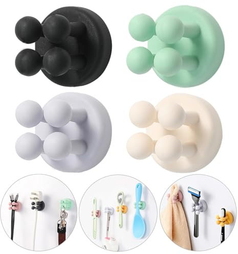 iBetterLife Good Grips Razor Holder - 5Pcs Self Adhesive Silicone Toothbrush Holders Wall Mounted to Mirror for Shower Hanging Towel, Functional Waterproof Hook for Bathroom Kitchen Living Room Office