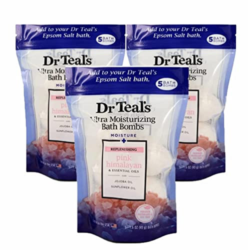 15 x Dr. Teals Bubble Bath Bombs 1.6oz Ultra Moisturising Pink Himalayan & Essential Oils with Jojoba & Sunflower Oil | Revitalising Natural Aroma Perfect for Stress Relief, Spa & Relaxation |