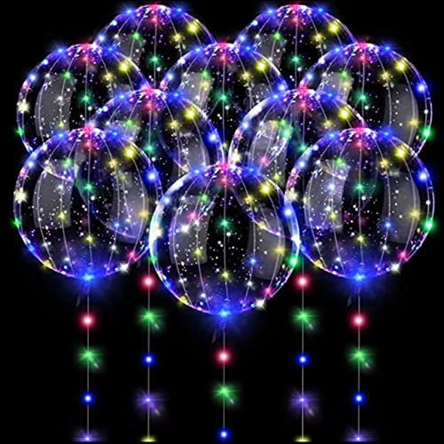 Palloncini Illuminati 10 Pezzi 24 Pollici Palloncini Illuminati LED Bobo Palloncini a Elio Trasparenti a Bolle con 10 palloncini di idrogeno rosa per Valentine Nozze Natale Compleanno Deco