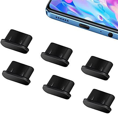 IOSPKKIO® 6 Stück USB C Staubschutzstecker, Silikonhülle USB 3.1 Typ C Anschluss USB C Schutzkappe Kompatibel mit Google Samsung Galaxy Xiaomi Redmi XPLORA Motorola