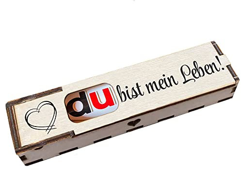 Duplo Holzbox mit Schokoriegel Geschenkbox mit Gravur Spruch Du bist mein Leben! Geschenkidee