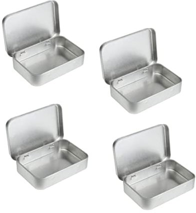 VILLFUL 8pcs Box Cookie Containers Metal Box with Lid Jewelry Box Hinges Tin Box with Lid Square Storage Box Crayon Box Metal Tin Cans Storage Jar Candy Box Cookie Jar Food Silver Mini
