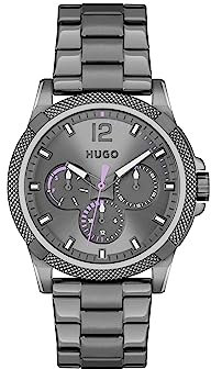 HUGO Multi Zifferblatt Quarz Uhr für Damen Kollektion #Impress - for HER mit Graues Edelstahlarmband - 1540135