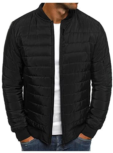 Veste demi-saison pour homme - Veste matelassée coupe-vent sans capuche - Veste pour homme - Veste d'extérieur chaude - Veste coupe-vent - Doudoune pour homme - Veste de sport - Veste d'extérieur,