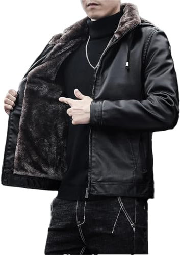 Dvbfufv Autunno Inverno Uomo Giacche In Pelle Giacca Da Motociclista In PU Cappotti In Pelle Da Motociclista Giacca Calda In Pile Abbigliamento Maschile