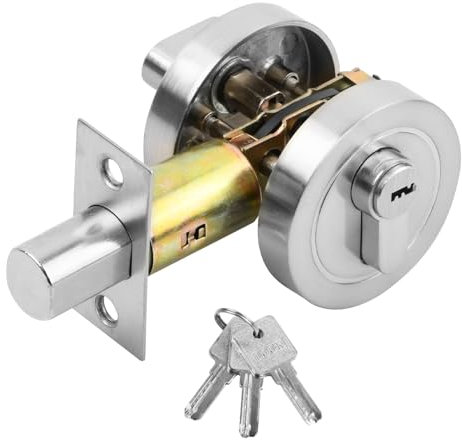 Azonelife Zylinder Riegel Griffloses Schloss, Moderne Türschlösser Türschloss Innentür mit Schlüsselverriegelung, Metall Türknauf, Home Tür Single Zylinder Sicherheit Lock/Riegel