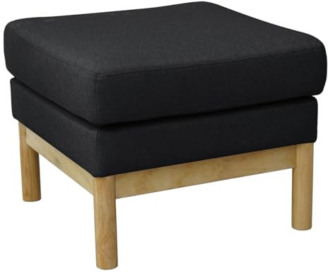 SVITA Holly Pouf Hocker Sitzbank Flur Schlafzimmer Wohnzimmer Fußstütze Schminktisch Stuhl modern gepolstert mit Stoffbezug Holzbeine Schwarz/Natur