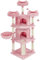 Yaheetech Arbre a Chat Geant 175 cm avec Griffoir Arbre à Chat Design Arbre à Gratter Tour de Jeux avec 2 Grottes Spacieux 3 Plateformes Planche à Gratter Rose