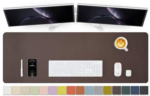 Große Schreibtischunterlage, 120 x 43 cm, rutschfeste PU-Schreibtischunterlage für Büro und Zuhause, ideal für große Mauspads und Schreibtischunterlagen auf dem Schreibtisch (Kaffee)