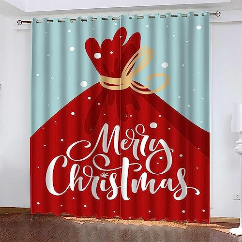 Flächenvorhang Set Rote Weihnachtsgeschenkpackung Moderne Haushalt Schlafzimmer Balkon Wärmedämmung 3D-Druck Vorhang Panel Home Decor Vorhänge Für Wohnzimmer Bedroom Children'S Room 280 B X 2-2Y0F2V3F