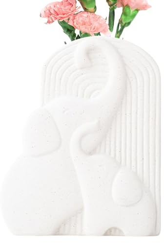 Vase in Elefantenform, Keramikvase, Elefant, moderne Vase – Blumenvase aus Keramik, niedliches Tier, einfach, weiß, für Bauernhof, Party-Dekoration zu Hause