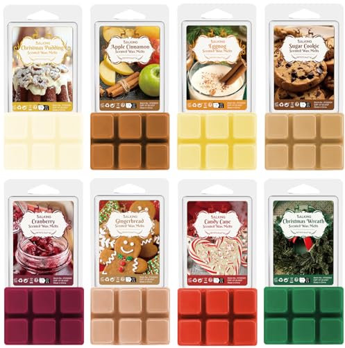 SALKING Weihnachten Duftwachs, Winter Wax Melts für Duftlampe, Sojawachs Raumduft für Duftlampe - Weihnachtskranz, Apfel-Zimt, Lebkuchen, Zuckerstangen, Pudding, Eierlikör, Preiselbeermarmelade, Kekse