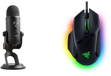 Blue Yeti USB-Mikrofon für Aufnahmen, Streaming, Gaming & Razer Basilisk V3 - Kabelgebundene, anpassbare Gaming Maus