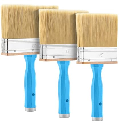 Bates- Deck Stain Brush Set, 3 Pack, 4”, 5” and 6”, Deck Stain Applicator, Stainless Steel Ferrule