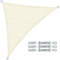 VOUNOT® Vela Ombreggiante Impermeabile Triangolare 5x5x5m, Tenda da Sole per Esterno in Polyester con Kit di Fissaggio, Protezione UV 95%, Vele Ombreggianti per Giardino, Balcone, Terrazza, Beige