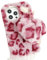 Fluffy Plush Case for iPhone 5 / 5s /SE 2016 Heart-shaped Pendant TPU Bumper Protective Cover with Bling Diamond bowknot Cute Warm Winter for Women Girls Shockproof-Pink leopard print