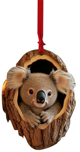 Weihnachtsdeko Innen: Acryl Tier Dekor 2D Anhänger Eule Waschbär Weihnachtsbaum Schmuck, Saisonale Dekoration Für Wohnzimmer Schlafzimmer Hängend