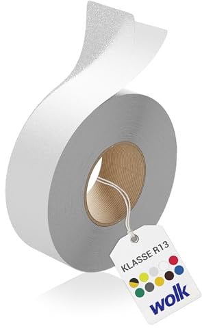 wolk Antirutsch Klebeband R13 Transparent – Selbstklebendes Anti-Rutschband, extrem belastbar, UV-beständig, ideale Treppen-Sicherheit, Rutschhemmung nach BGR 181 für innen & außen, 50 mm x 18,3 m