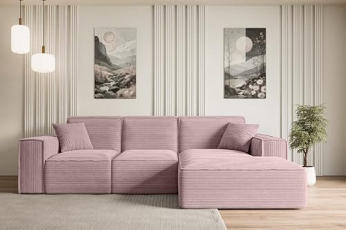 ALTDECOR Ecksofa in L-Form Corner Sofa Bett Eckcouch Couch Wohnlandschaft Cauchsofa Serra-L - 266x165x73 cm Rosa