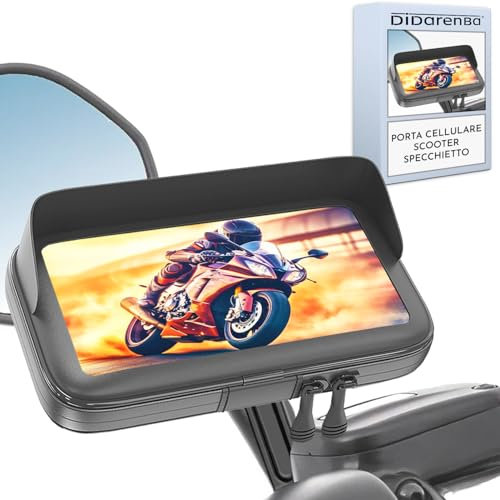 Porta cellulare scooter moto impermeabile specchietto retrovisore custodia compatibile con smartphone fino a 7,5