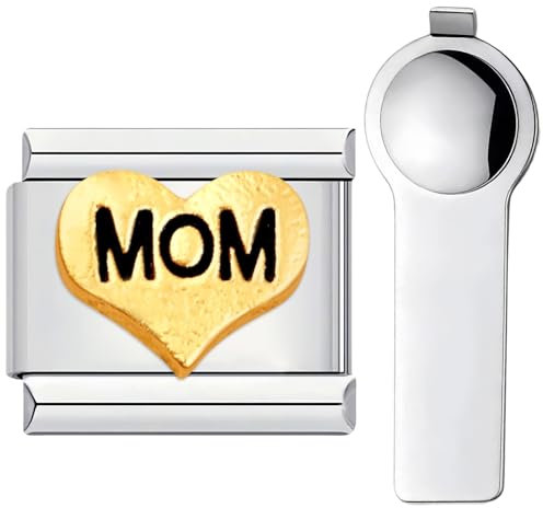 UTXN Personalisierter Liebesbrief-Anhänger mit Einsteckwerkzeug, Edelstahl, 9 mm, italienischer Gliederanhänger (MUTTER)