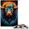 Puzzle für Erwachsene mit 1000 Teilen Bisons farbenfrohes psychedelisches Familien Spaß Puzzle mit passendem Poster und Quizblatt 75 x 50 cm
