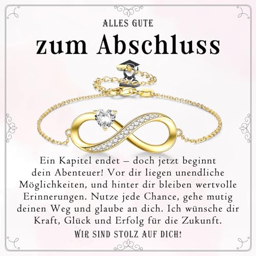 PDTU Abschluss Geschenk, Armband Unendlichkeitszeichen Schulabschluss Geschenk für Mädchen, Abschluss Geschenke zum Abitur Bachelor Master für Mädchen Teenager Tochter Schwester Freundin