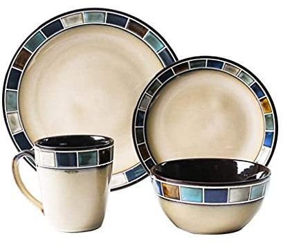 CWCQGH Servizio da tavola, 4 Pezzi di Servizio da tavola in Porcellana Vintage, Piatto da Portata in Ceramica, Piatto da Dessert, Piatto da Bistecca, insalatiera e Tazza, Servizio per 1 Persona