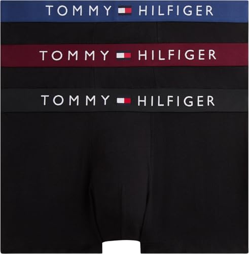 Tommy Hilfiger Herren 3er Pack Boxershorts Trunks mit Logobund, Schwarz (Dp Rge/Blk/Blue Jean), M