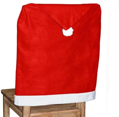 Stuhlhussen WM-69 Weihnachten – Weihnachtsmützen für Stühle – 1 bis 24 Stück – Dekoration für Esszimmer & Festtafel – Hussen in Rot mit Weiß für Weihnachtsfeier & Dinner