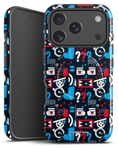 Magnetische Hülle kompatibel mit Apple iPhone 17 Pro Handyhülle für MagSafe Outdoor Case in matt Die DREI Fragezeichen Muster Offizielles Lizenzprodukt