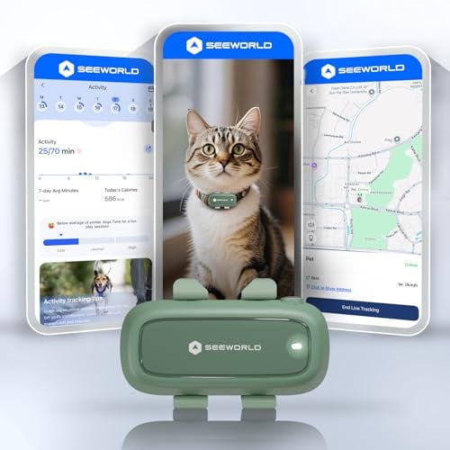 SEEWORLD Dog Tracker Cat Tracker Collar Pet Trakcer for Cats Dogs with Real-Time Location | Activity Sleeping Monitoring | Geo-fence for All Collars, Subscription Required