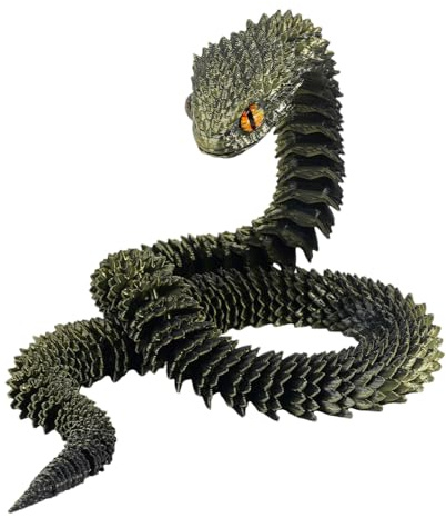 3D-gedruckte Schlange – Flexibles Spielzeug, extra, realistische Sammlerfigur, 75 cm, Schlange für Schreibtisch und Zuhause, mobiles Anti-Stress-Tier für Partys, Geburtstage