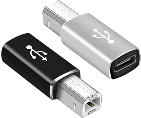 AYHYHLJZJ 2 Stück USB-B-auf-USB-C-Adapter - Kompatibel mit USB-C zu USB-B, USB C zu USB B Konverter für Drucker, MIDI und E-Piano, USB-Typ-C Buchse zu Drucker Stecker, 480 Mbit/s