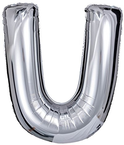 ballonfritz® Ballon Buchstabe U in SILBER - XXL 40/102cm - Folienballons für Luft oder Helium als Geburtstag, Jubiläum, Hochzeit oder Abschluss Geschenk, Party Dekoration oder Überraschung