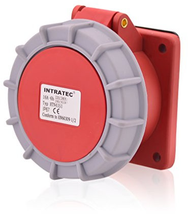 CEE Toma de corriente trifásica toma recta 32A 400V 6h IP67 5 pines (3P+N+E): IEC-60309 Enchufe industrial y multifásico calidad industrial robusta