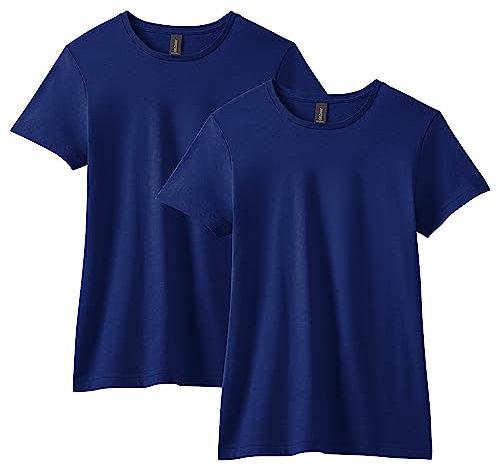 Gildan Damen Softstyle Cotton, Style G64000l, Multipack T-Shirt, Marineblau, 2 Stück, X-Groß (2er Pack)