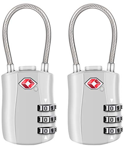 [2 Stück] TSA Gepäckschlösser, Diyife 3-stelliges Sicherheitsschloss, Kombinationsschlösser, Codeschloss für Reisekoffer Gepäcktasche Etui etc. (Silber)