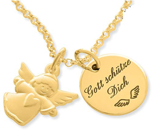 Kette Taufe Engel Gravur Namenskette Gold Taufe Junge Mädchen Taufgeschenk Geburt Schmuck Kind Heilige Taufe Taufkette | HANDMADE IN GERMANY