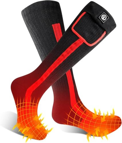 Sun Will Socken Beheizbar Damen/Herren Fußwärmer Elektrisch 7.4V 2200mAh Wiederaufladbare Skisocken Wintersport Aussen Wärmesocken für Fischen Wandern Radfahren Verhindern Arthritis Raynaud-Syndrom