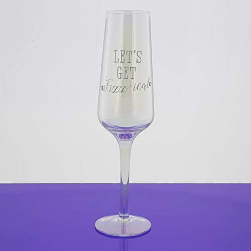 Diamonds & Pearls Iridescent Silver Decal Champagne Flute Glass Get Fizz-ical