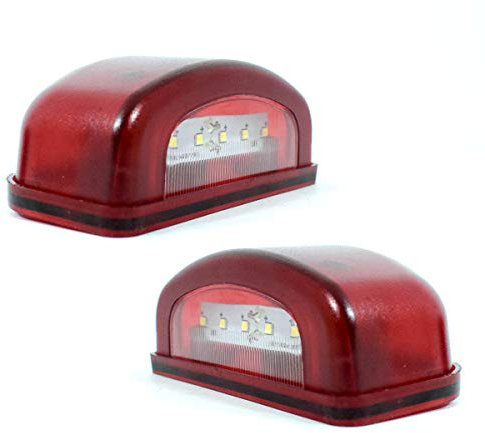2x Rot Weiss LKW PKW 12V/24V LED Kennzeichenbeleuchtung Nummernschild Beleuchtung Lampe Leuchte Licht Anhänger Wohnmobil Wohnwagen Bus