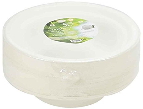 50 Piatti Fondi in polpa di cellulosa - Piatti polpa cellulosa - Piatti Biodegradabili Compostabili - Piatti monouso bio - Ø 18-50pz